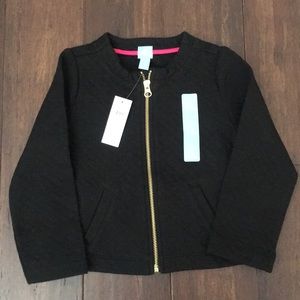 NWT Gap Black Zip Up Quilted Jacket Size 4